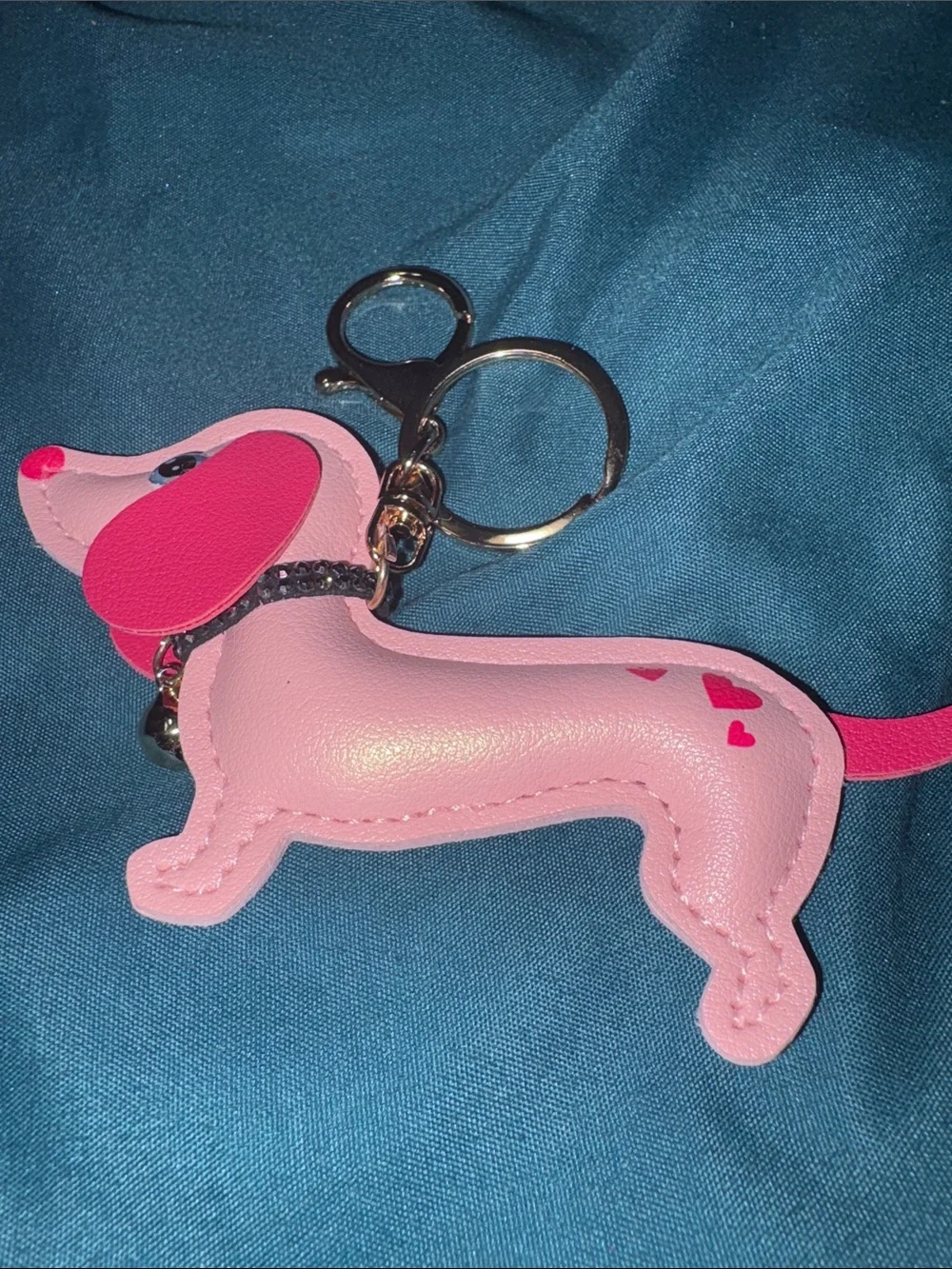 Pink Dachshund Dog Keychain Charm